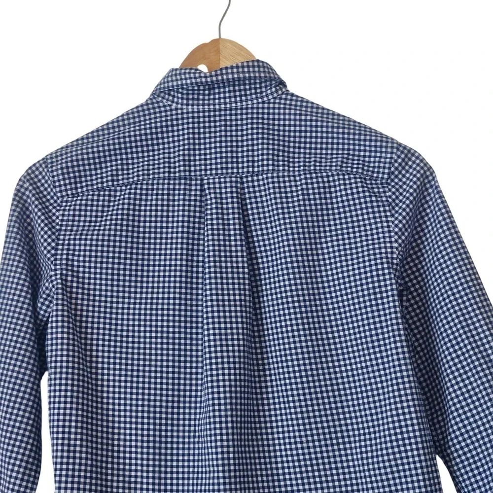 Ralph Lauren Boys M 10-12 Blue White Gingham Natural Stretch Button Down Shirt